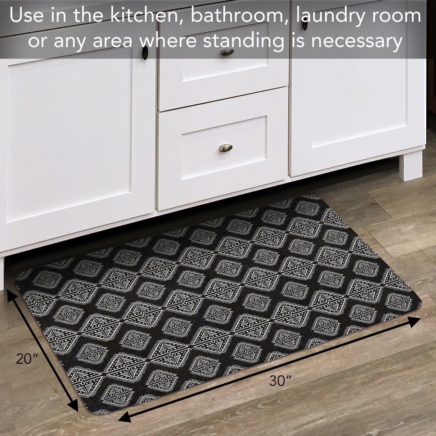 Highland Home Tribal Zen 30” x 20” Decorative Vinyl Comfort Floor Mat Manufactured in The USA, Waterproof, Easy to Clean