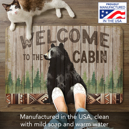 Highland Home Cabin Welcome 30” x 20” Decorative Vinyl Comfort Floor Mat Manufactured in The USA, Waterproof, Easy to Clean