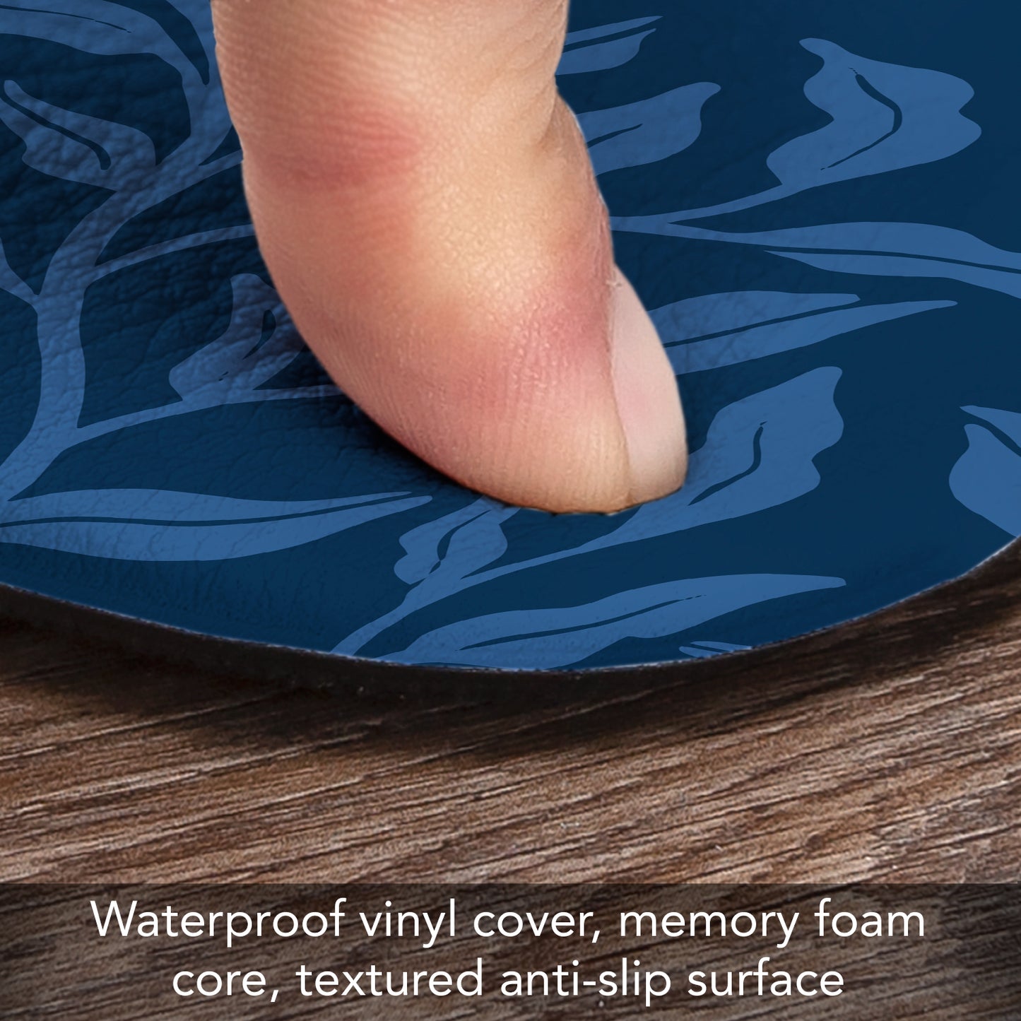Highland Home Indigo Sea 30” x 20” Decorative Vinyl Comfort Floor Mat Manufactured in The USA, Waterproof, Easy to Clean