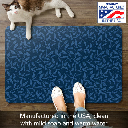 Highland Home Indigo Sea 30” x 20” Decorative Vinyl Comfort Floor Mat Manufactured in The USA, Waterproof, Easy to Clean