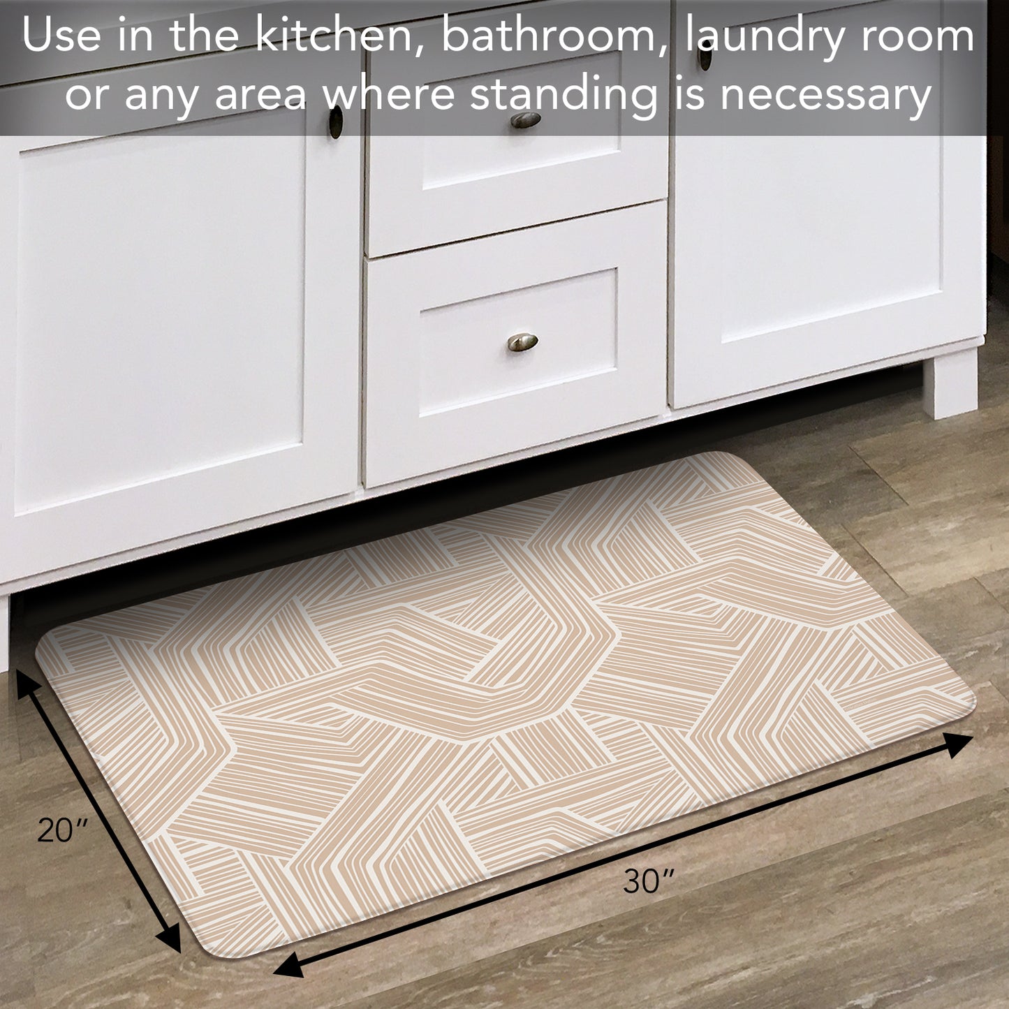 Highland Home Endless Mocha 30” x 20” Decorative Vinyl Comfort Floor Mat Manufactured in The USA, Waterproof, Easy to Clean