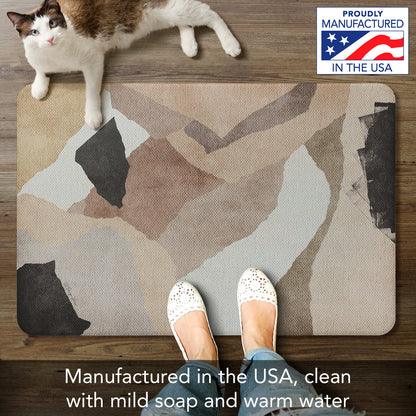 Highland Home Mocha Abstract 30” x 20” Decorative Vinyl Comfort Floor Mat Manufactured in The USA, Waterproof, Easy to Clean
