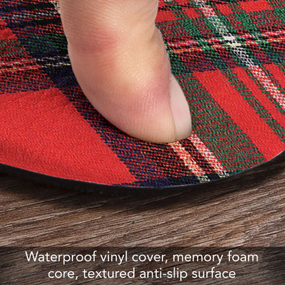 Christmas Plaid 30” x 20” Decorative Vinyl Comfort Floor Mat Manufactured in the USA