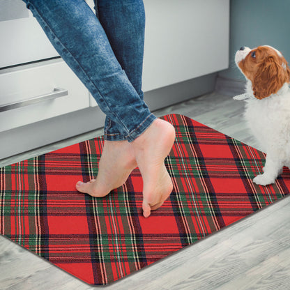 Christmas Plaid 30” x 20” Decorative Vinyl Comfort Floor Mat Manufactured in the USA