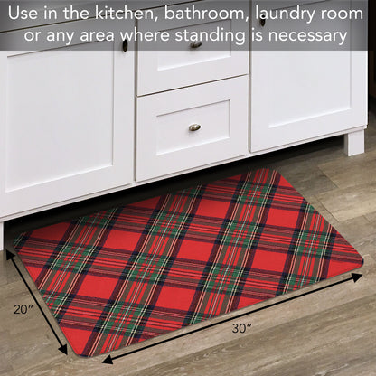 Christmas Plaid 30” x 20” Decorative Vinyl Comfort Floor Mat Manufactured in the USA