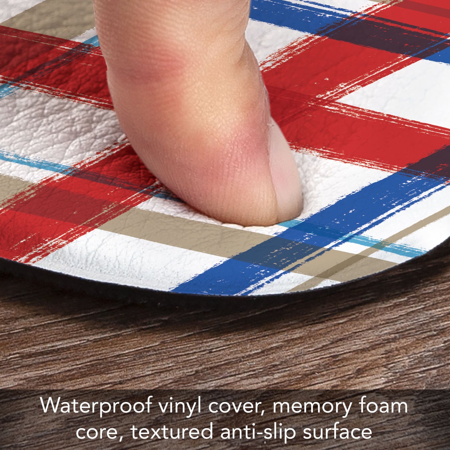 Americana Plaid 30” x 20” Decorative Vinyl Comfort Floor Mat Manufactured in the USA