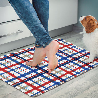 Americana Plaid 30” x 20” Decorative Vinyl Comfort Floor Mat Manufactured in the USA