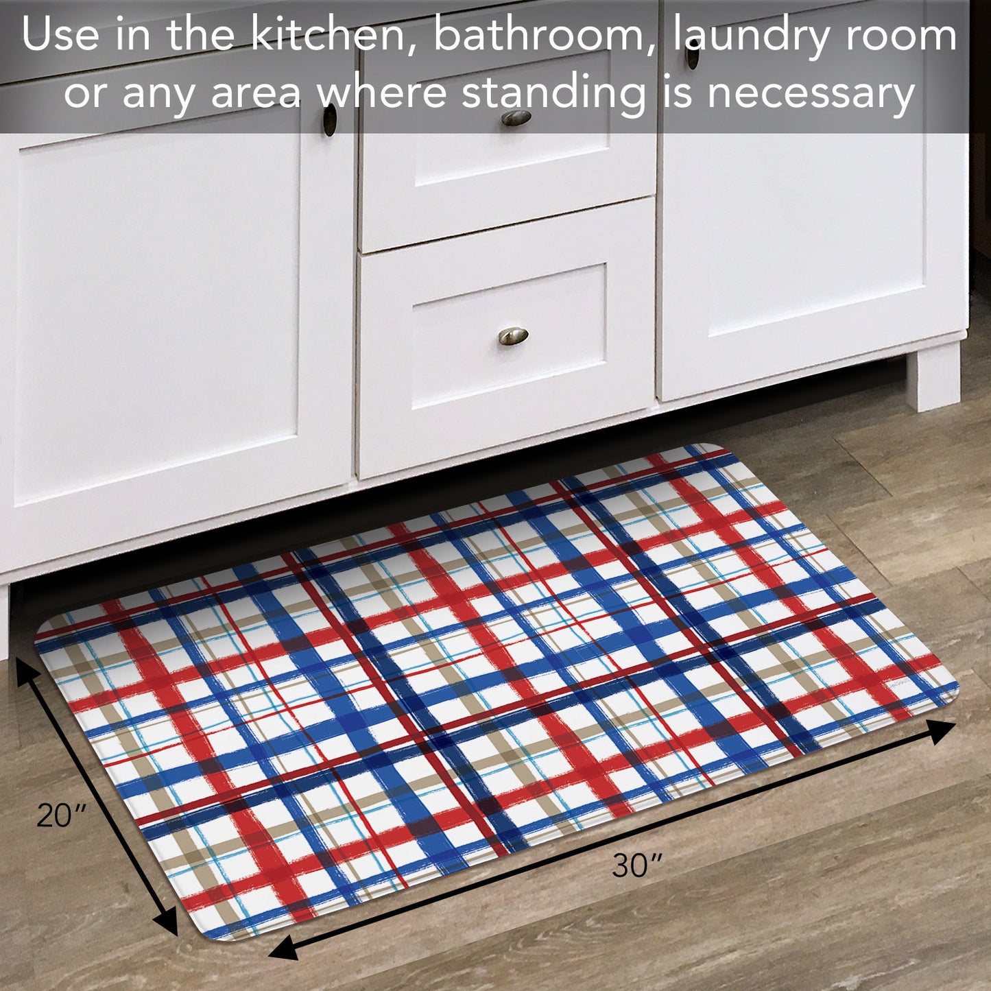 Americana Plaid 30” x 20” Decorative Vinyl Comfort Floor Mat Manufactured in the USA