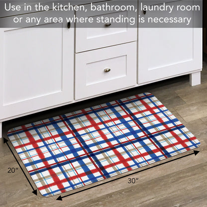 Americana Plaid 30” x 20” Decorative Vinyl Comfort Floor Mat Manufactured in the USA