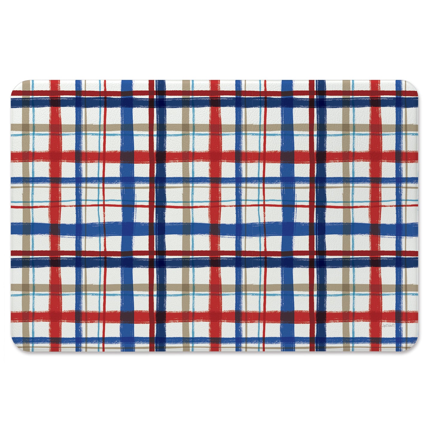 Americana Plaid 30” x 20” Decorative Vinyl Comfort Floor Mat Manufactured in the USA