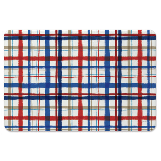 Americana Plaid 30” x 20” Decorative Vinyl Comfort Floor Mat Manufactured in the USA