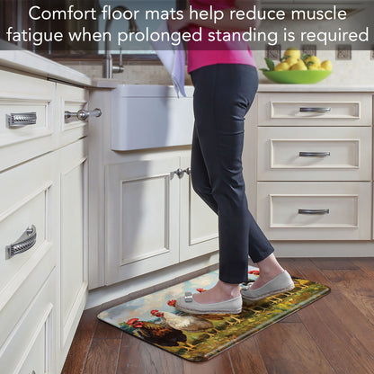 Chicken Brood 30” x 20” Decorative Vinyl Comfort Floor Mat Manufactured in the USA
