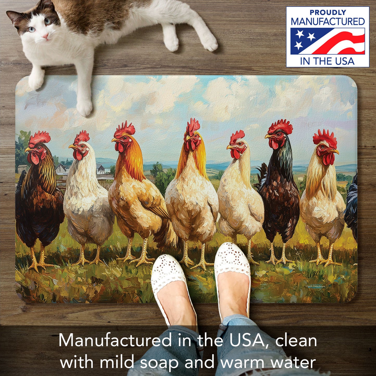 Chicken Brood 30” x 20” Decorative Vinyl Comfort Floor Mat Manufactured in the USA