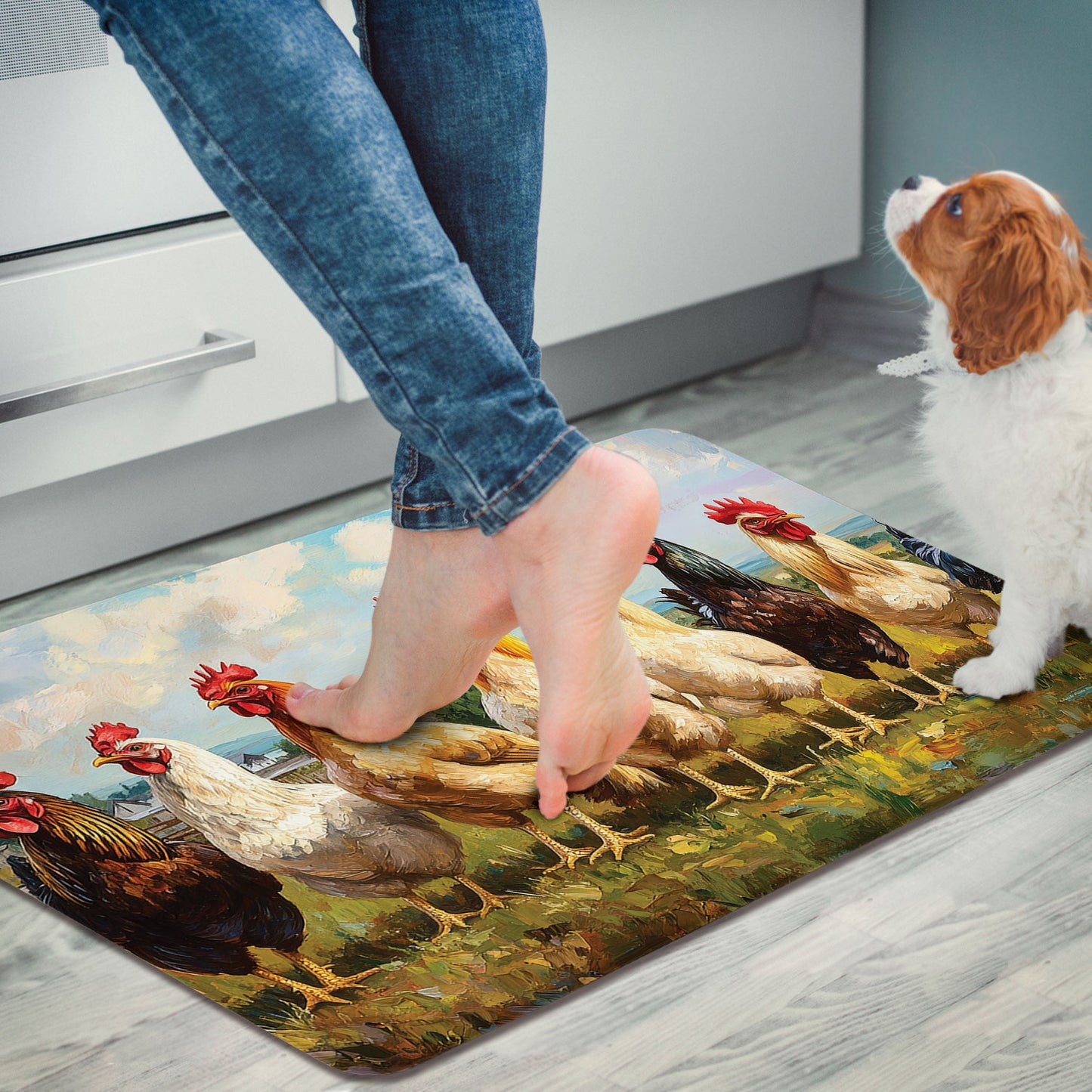 Chicken Brood 30” x 20” Decorative Vinyl Comfort Floor Mat Manufactured in the USA