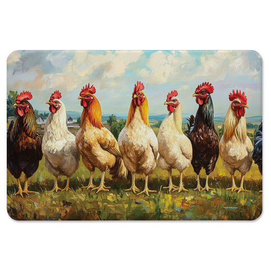 Chicken Brood 30” x 20” Decorative Vinyl Comfort Floor Mat Manufactured in the USA
