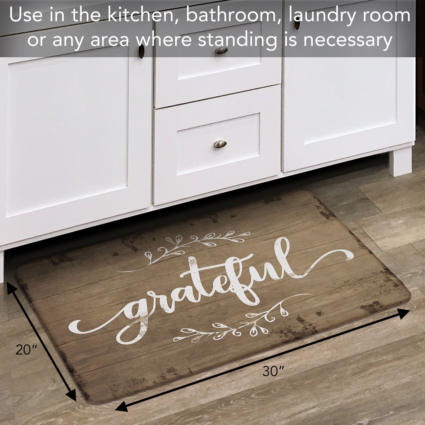 Rustic Grateful 30” x 20” Decorative Vinyl Comfort Floor Mat Manufactured in the USA