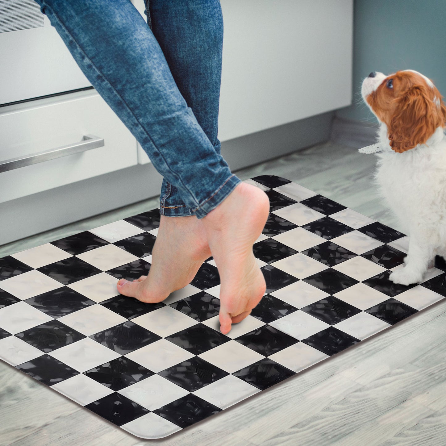 Arlington Check 30” x 20” Decorative Vinyl Comfort Floor Mat Manufactured in the USA