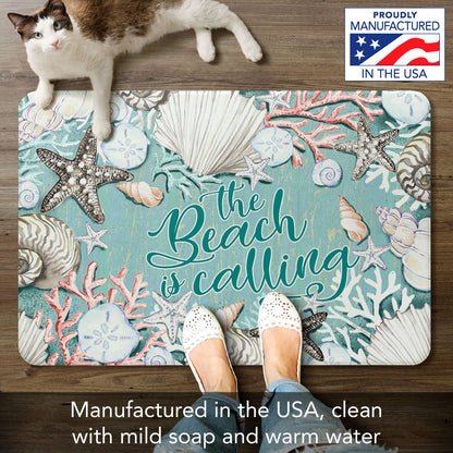 Beach is Calling 30” x 20” Decorative Vinyl Comfort Floor Mat Manufactured in the USA