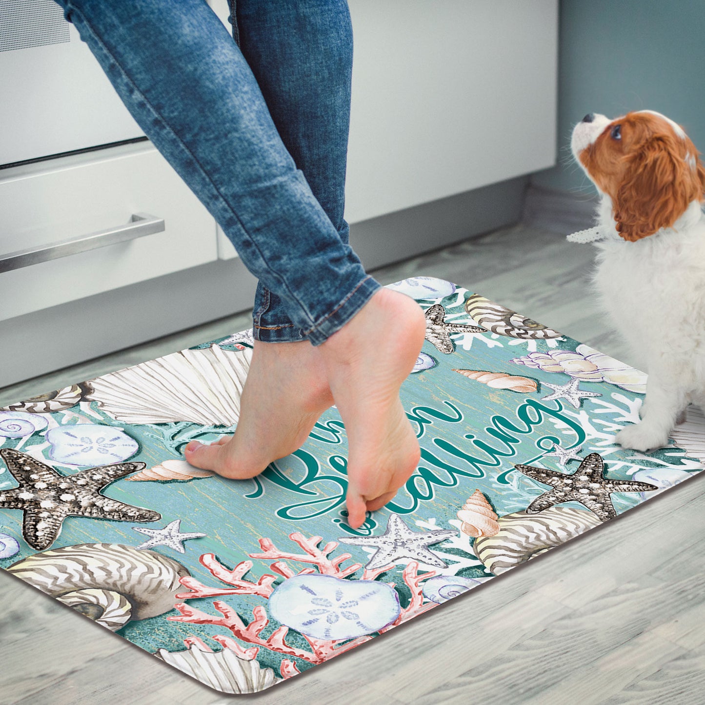 Beach is Calling 30” x 20” Decorative Vinyl Comfort Floor Mat Manufactured in the USA