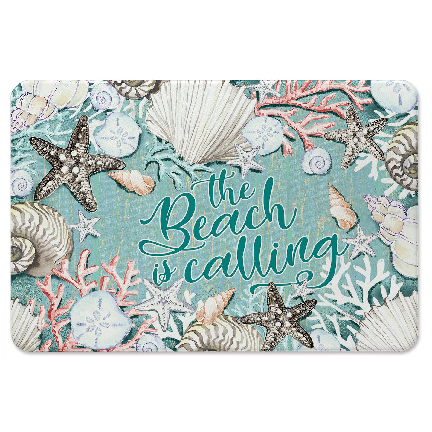 Beach is Calling 30” x 20” Decorative Vinyl Comfort Floor Mat Manufactured in the USA