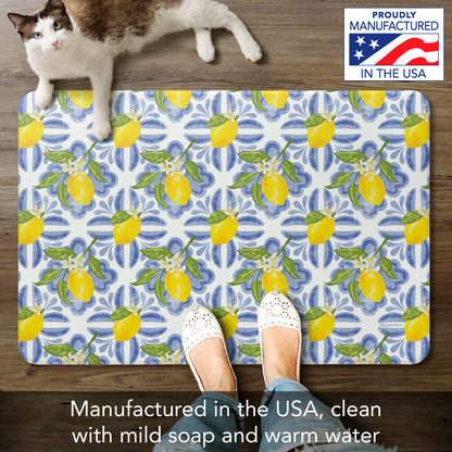 Lemon Tiles 30” x 20” Decorative Vinyl Comfort Floor Mat Manufactured in the USA