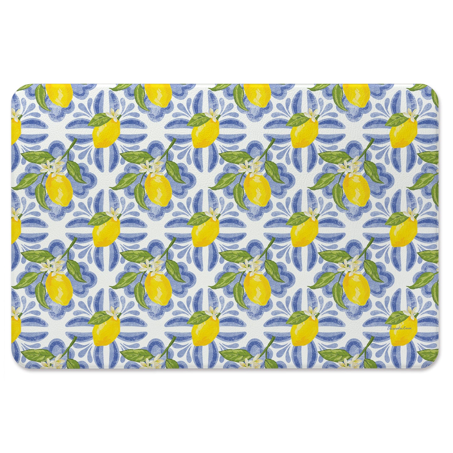 Lemon Tiles 30” x 20” Decorative Vinyl Comfort Floor Mat Manufactured in the USA