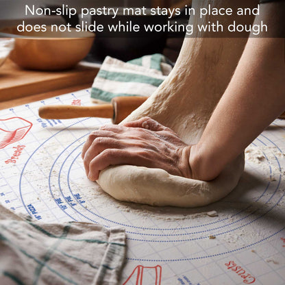 Counterart Made With Love Chef Apron & 24" x 18" Pastry Mat BPA & PVC Free Plastic with Grid Markings for Tarts, Pies, & Pizzas