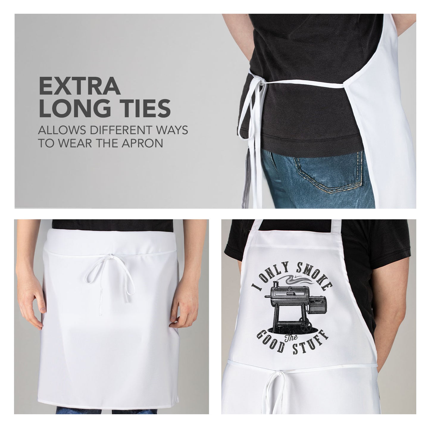 Counterart Only Smoke The Good Stuff Chef Apron with 2-Pack Blue Cutting Board Mats BPA & PVC Free Flexible Plastic