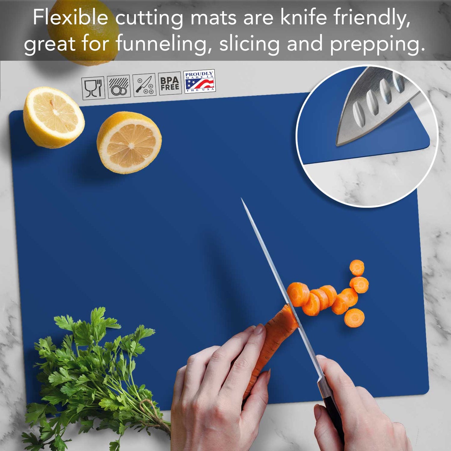 Counterart Only Smoke The Good Stuff Chef Apron with 2-Pack Blue Cutting Board Mats BPA & PVC Free Flexible Plastic