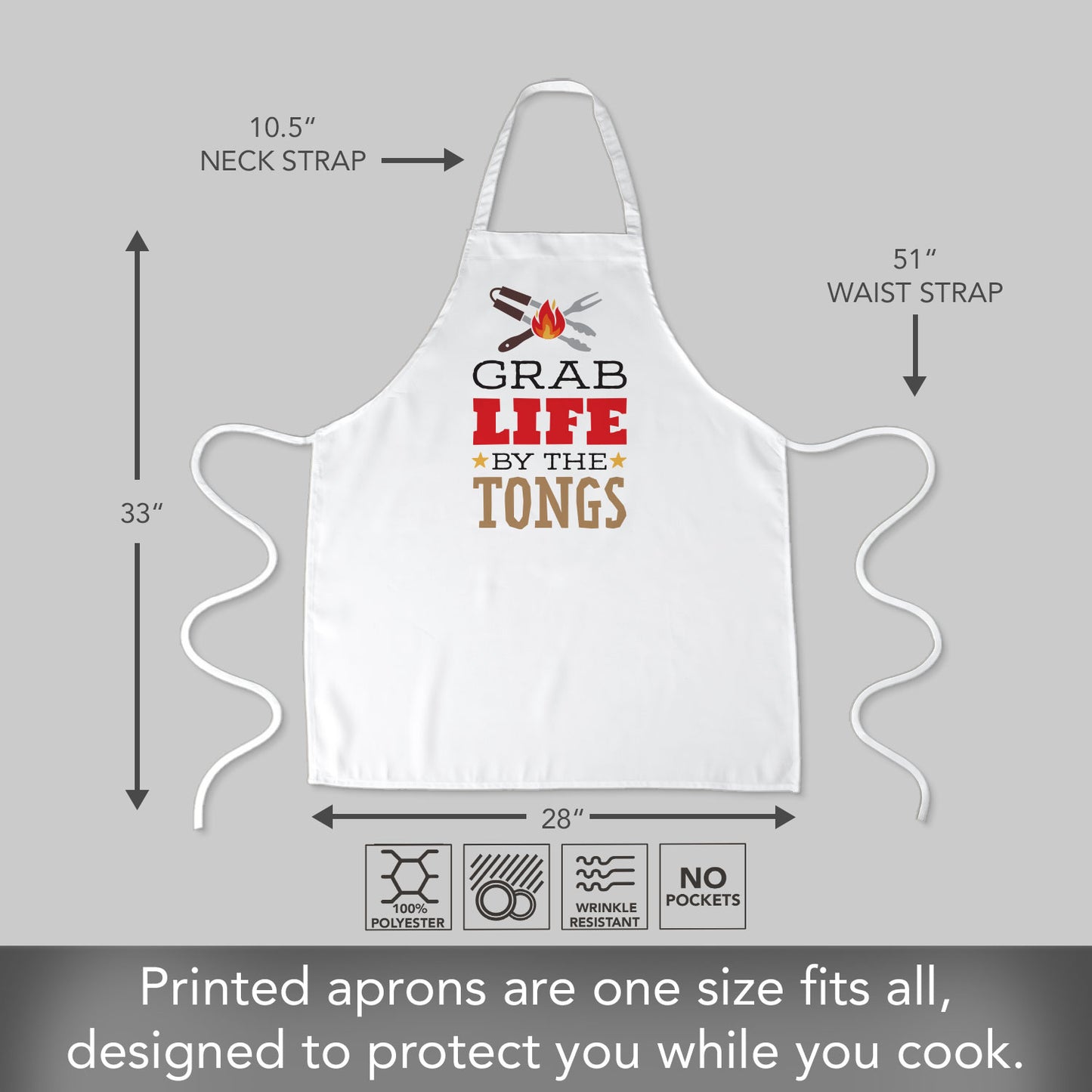 Counterart Grab Life Chef Apron Great for Baking, Grilling, and Everyday Cooking Printed with Cute Funny Quotes