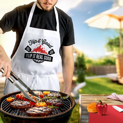 Counterart Flip It Real Good Chef Apron Great for Baking, Grilling, and Everyday Cooking Printed with Cute Funny Quotes