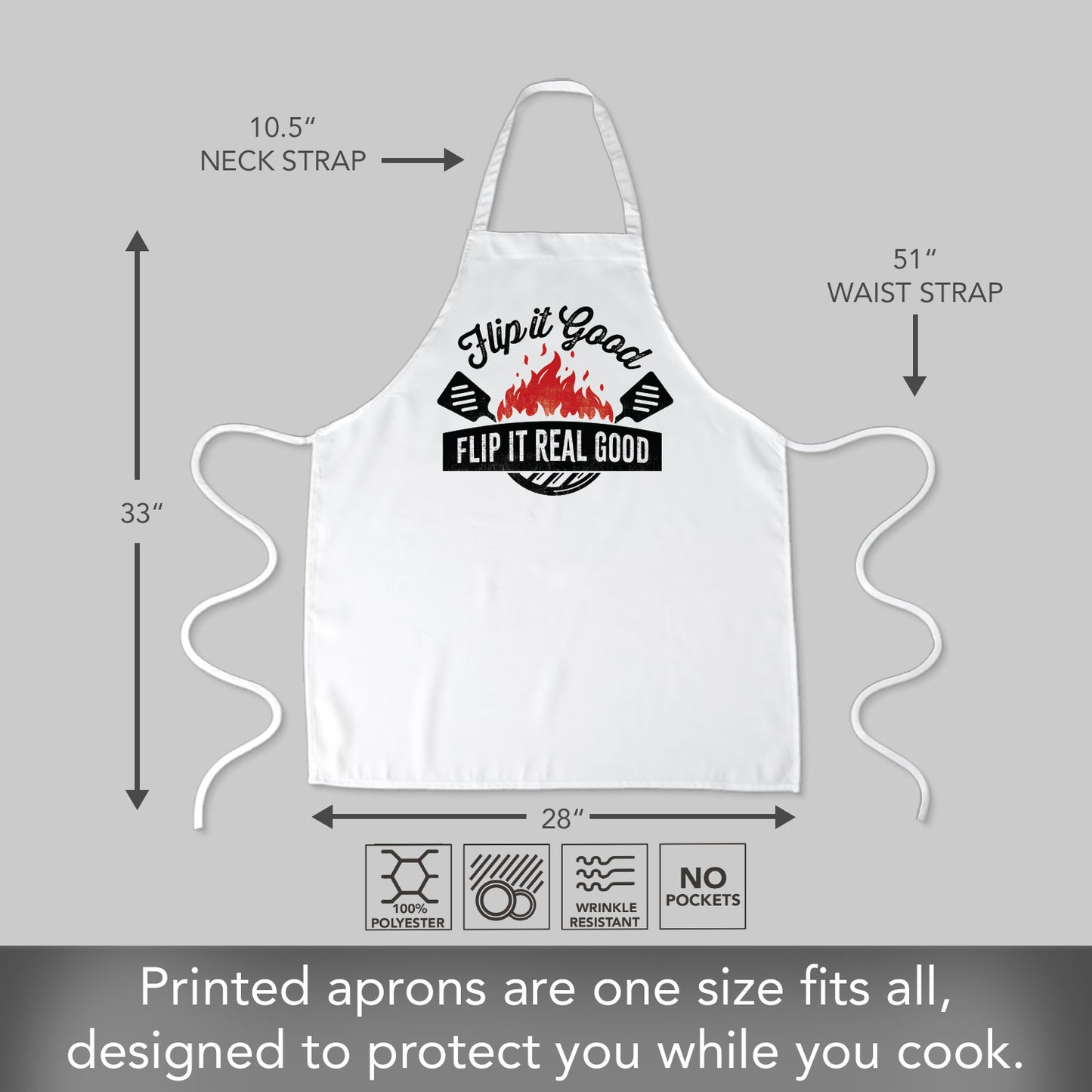 Counterart Flip It Real Good Chef Apron Great for Baking, Grilling, and Everyday Cooking Printed with Cute Funny Quotes