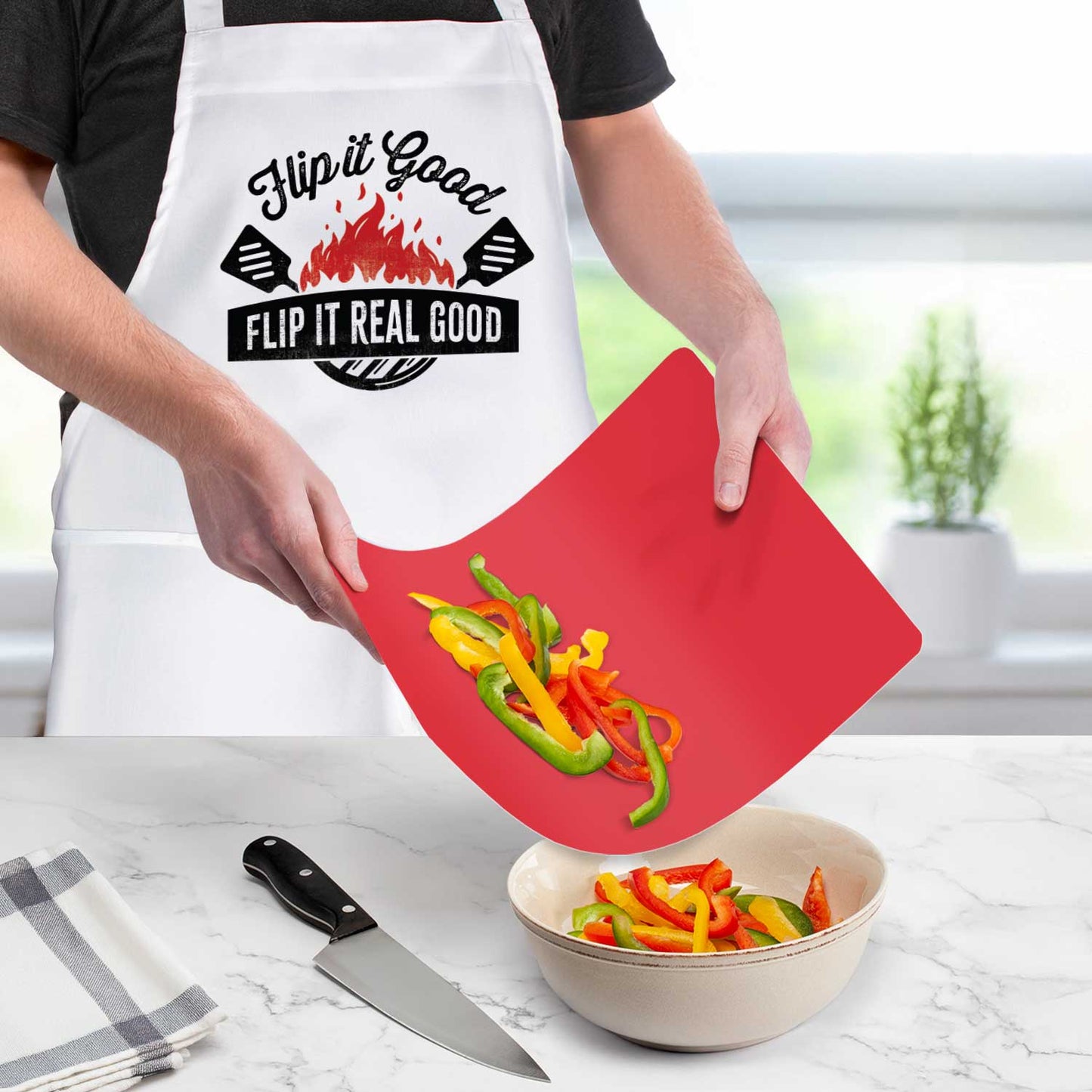 Counterart Flip It Real Good Chef Apron Great for Baking, Grilling, and Everyday Cooking Printed with Cute Funny Quotes