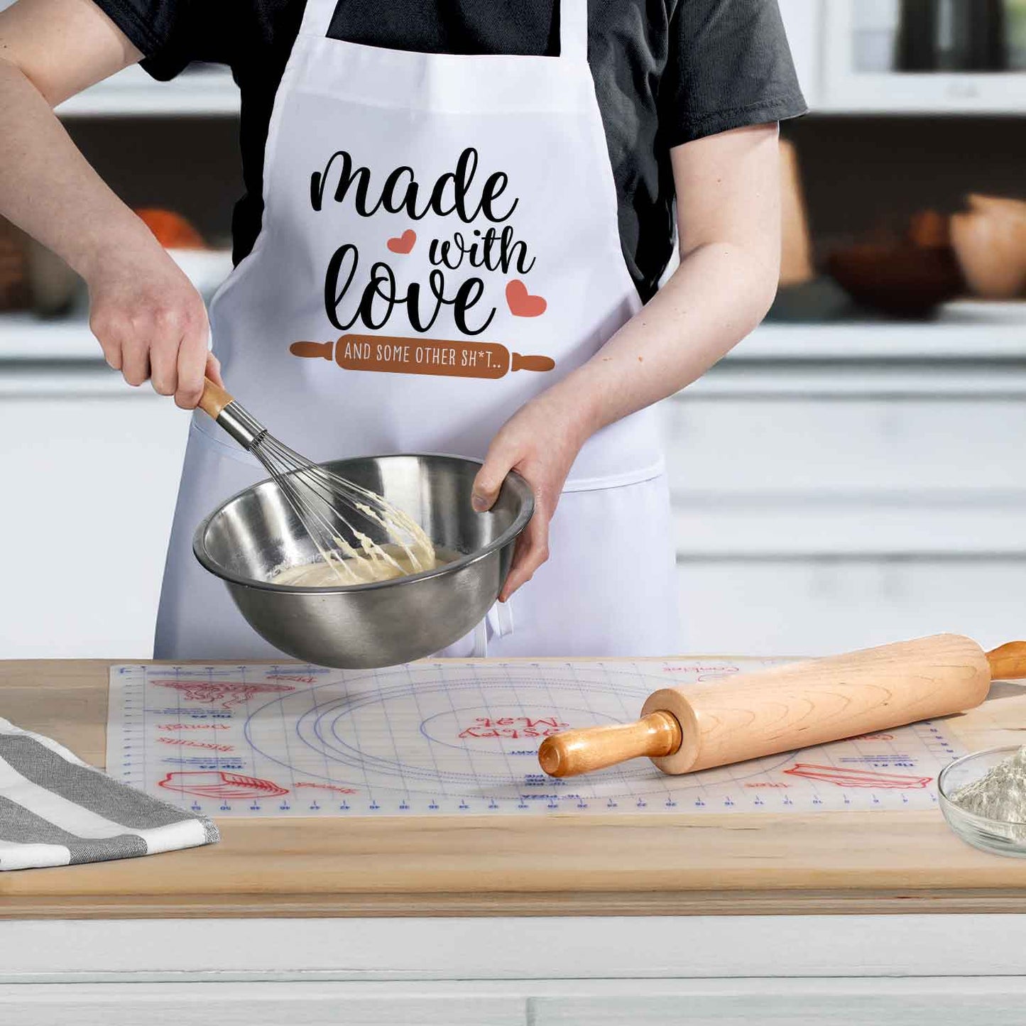 Counterart Made With Love Chef Apron Great for Baking, Grilling, and Everyday Cooking Printed with Cute Funny Quotes
