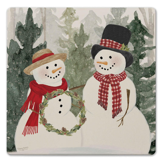 Thirstystone Christmas in The Woods Decorative Heat Tolerant Stone Trivet with Non-Skid Cork Backing 8” Square