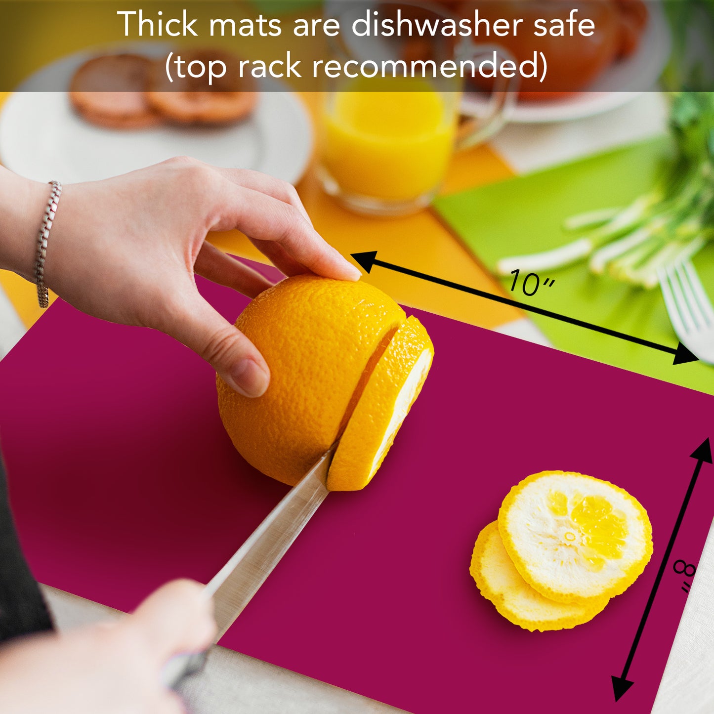 Cut N’ Funnel Rosewater 4 Pack Thick Multicolor Plastic Cutting Board Mats Made in the USA BPA & PVC Free Plastic Mat Measures 10” x 8”