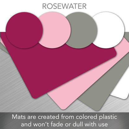 Cut N’ Funnel Rosewater 4 Pack Thick Multicolor Plastic Cutting Board Mats Made in the USA BPA & PVC Free Plastic Mat Measures 10” x 8”
