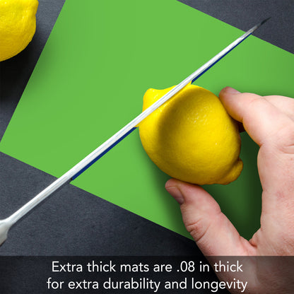 Cut N’ Funnel Mojito 4 Pack Thick Multicolor Plastic Cutting Board Mats Made in the USA BPA & PVC Free Plastic Mat Measures 10” x 8”