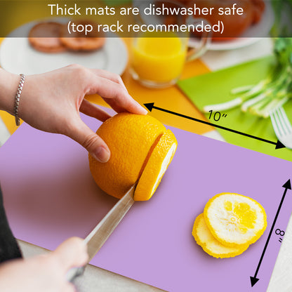 Cut N’ Funnel Mojito 4 Pack Thick Multicolor Plastic Cutting Board Mats Made in the USA BPA & PVC Free Plastic Mat Measures 10” x 8”