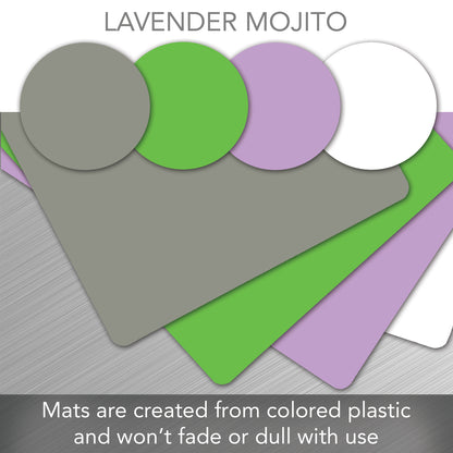 Cut N’ Funnel Mojito 4 Pack Thick Multicolor Plastic Cutting Board Mats Made in the USA BPA & PVC Free Plastic Mat Measures 10” x 8”
