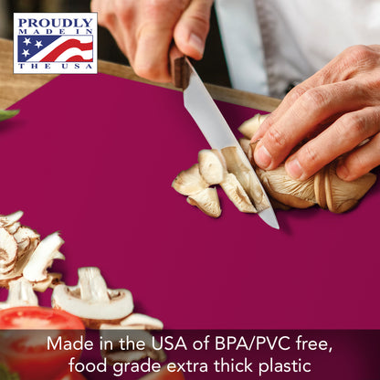 Cut N’ Funnel Patriotic 3 Pack Thick Multicolor Multi-Size Plastic Cutting Board Mats Made in the USA BPA & PVC Free Plastic