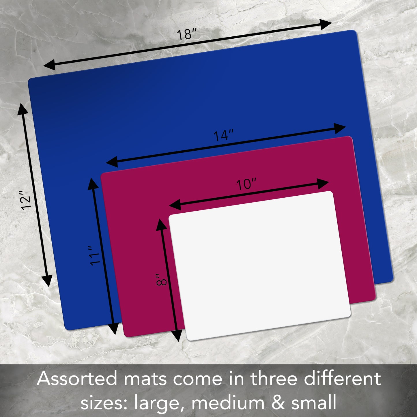 Cut N’ Funnel Patriotic 3 Pack Thick Multicolor Multi-Size Plastic Cutting Board Mats Made in the USA BPA & PVC Free Plastic