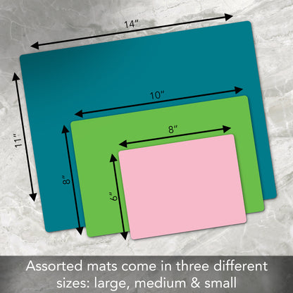 Cut N’ Funnel Candy Crush 3 Pack Thick Multi-Color Multi-Size Plastic Cutting Board Mats Made in the USA BPA & PVC Free Plastic
