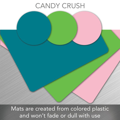 Cut N’ Funnel Candy Crush 3 Pack Thick Multi-Color Multi-Size Plastic Cutting Board Mats Made in the USA BPA & PVC Free Plastic