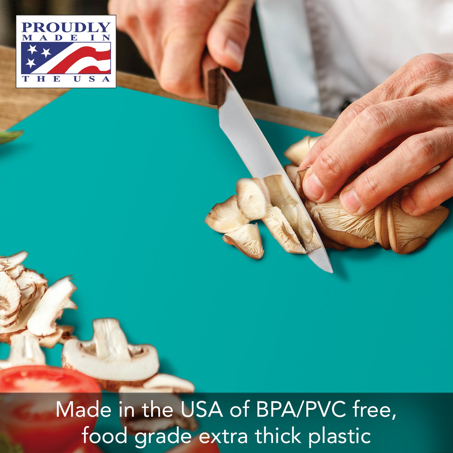 Cut N’ Funnel Blue Caraco 2 Pack Thick Multicolor Plastic Cutting Board Mats Made in the USA BPA & PVC Free Plastic