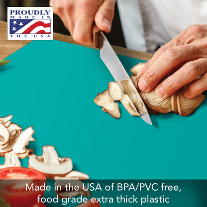 Cut N’ Funnel Blue Caraco 2 Pack Thick Multicolor Plastic Cutting Board Mats Made in the USA BPA & PVC Free Plastic