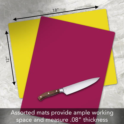Cut N’ Funnel Tequila Sunrise 2 Pack Thick Multicolor Plastic Cutting Board Mats Made in the USA BPA & PVC Free Plastic