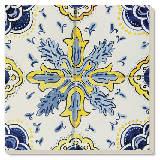 Thirstystone Floral Tile Decorative Heat Tolerant Stone Trivet with Non-Skid Cork Backing 8” Square