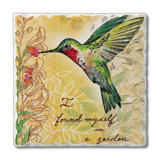 Thirstystone Hummingbird Flight 4 Pack Tumbled Tile Stone Coasters 4" Square Manufactured in the USA