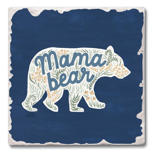 Thirstystone Mama Bear Single Tumbled Tile Stone Coaster with Protective Cork Backing Manufactured in The USA 4" Square